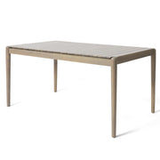Siaz Dining Table, Rectangular 68 Inch, Slat Panel Design, Light Brown Wood