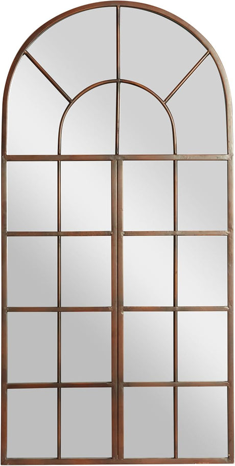 79 Metal Room Wall Mirror Window Pane Inspired Entryway Mirror with Arched Top