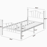 IDEALHOUSE White Twin Bed Frame for Kids,Twin Bed Frame with Heart Shaped Headboard and Tailboard,Heavy Metal Slat Support,Noiseless,White