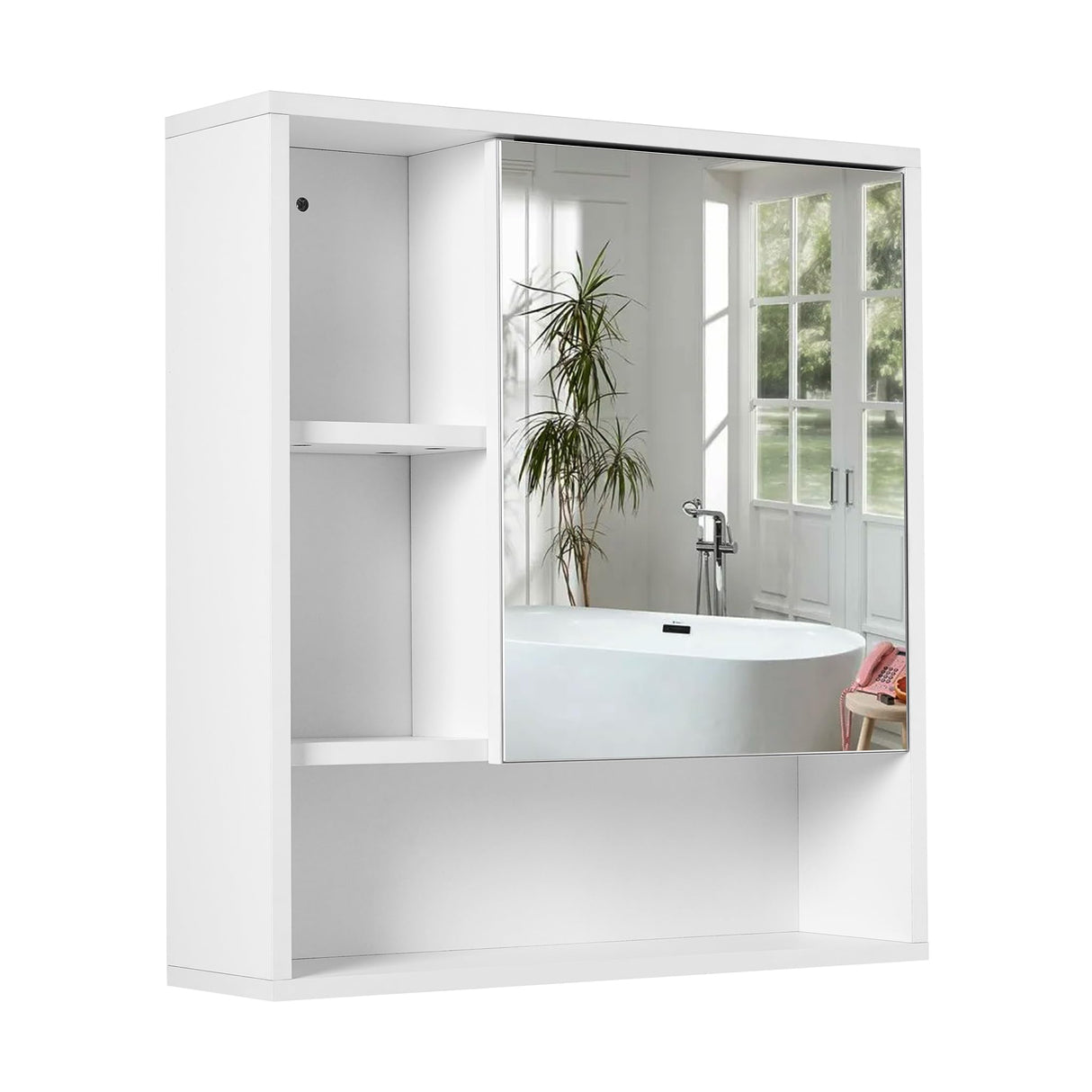 Bathroom Wall Mirror Cabinet, 21.6"x 23.6" Vanity Wall Mirror with Single Door