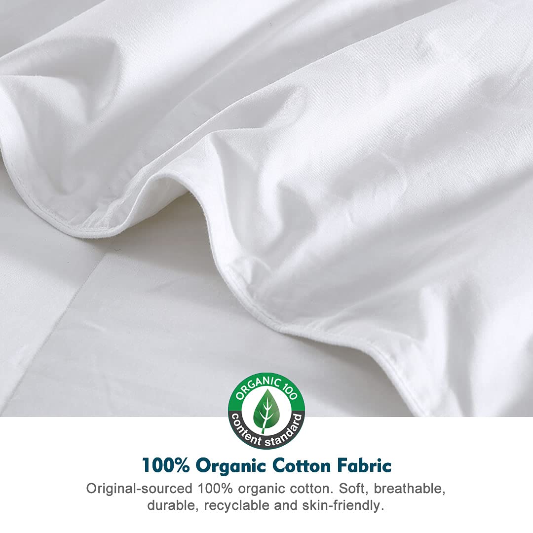 Oaken-Cat Feathers Down Comforter California King - 100% Organic Cotton Quilted Medium Warm All Seasons Duvet Insert or Stand-Alone Comforter (104x96, Ivory White)