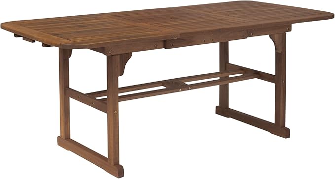 Maui Modern Solid Acacia Wood Slatted Patio Dining Table, 78 Inch, Brown