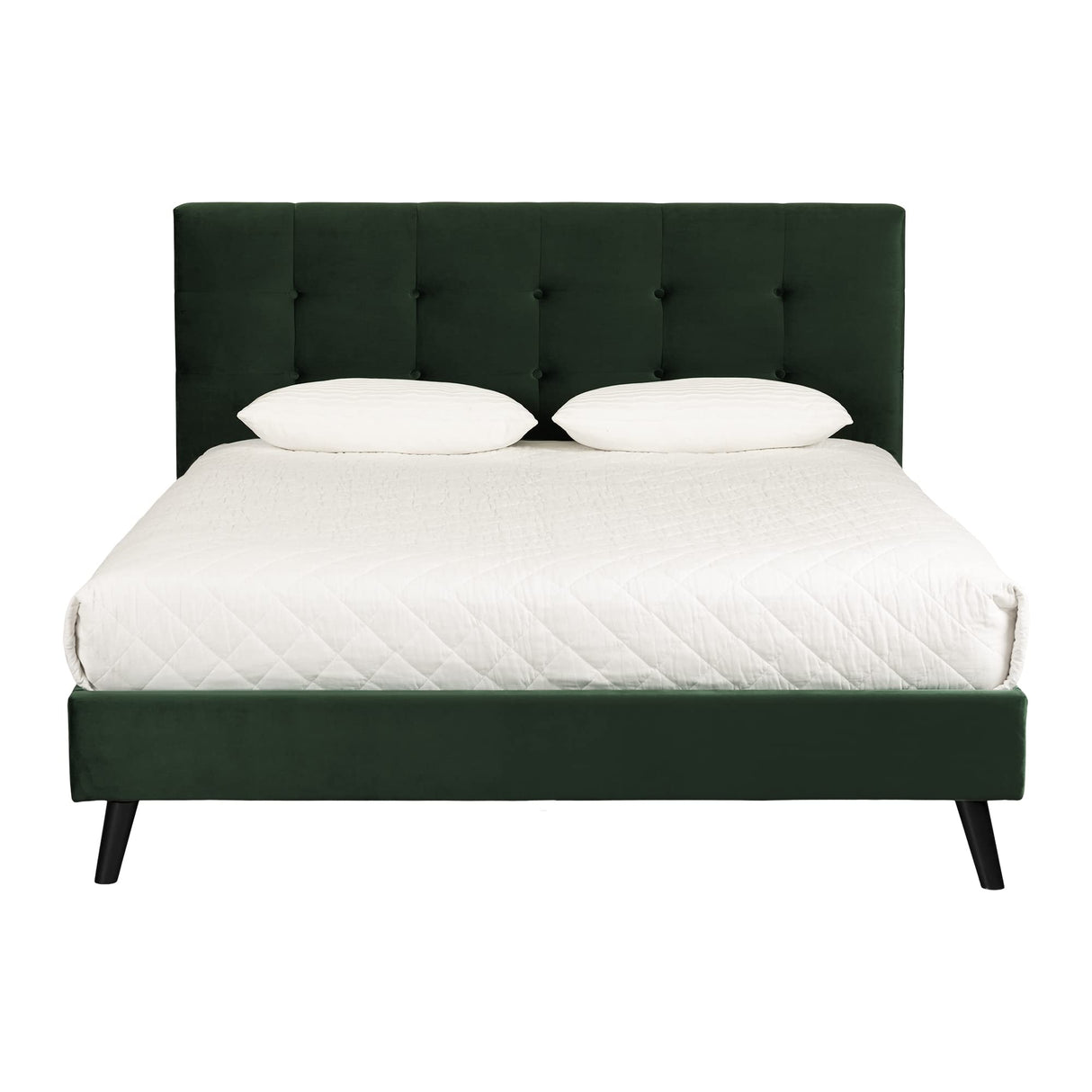 Maliza Upholstered Complete Platform Bed, Queen, Dark Green