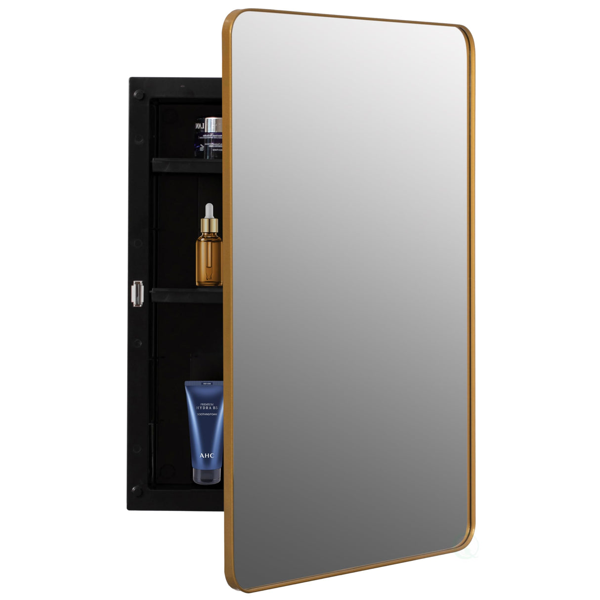 Plastic Medicine Cabinet with Beveled Edge Mirror Door and Round Corner Metal Frame