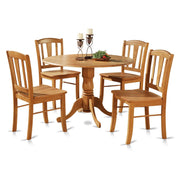 Dublin 5 Piece Kitchen Set for 4 Includes a Round Room Table with Dropleaf and 4 Dining Chairs,