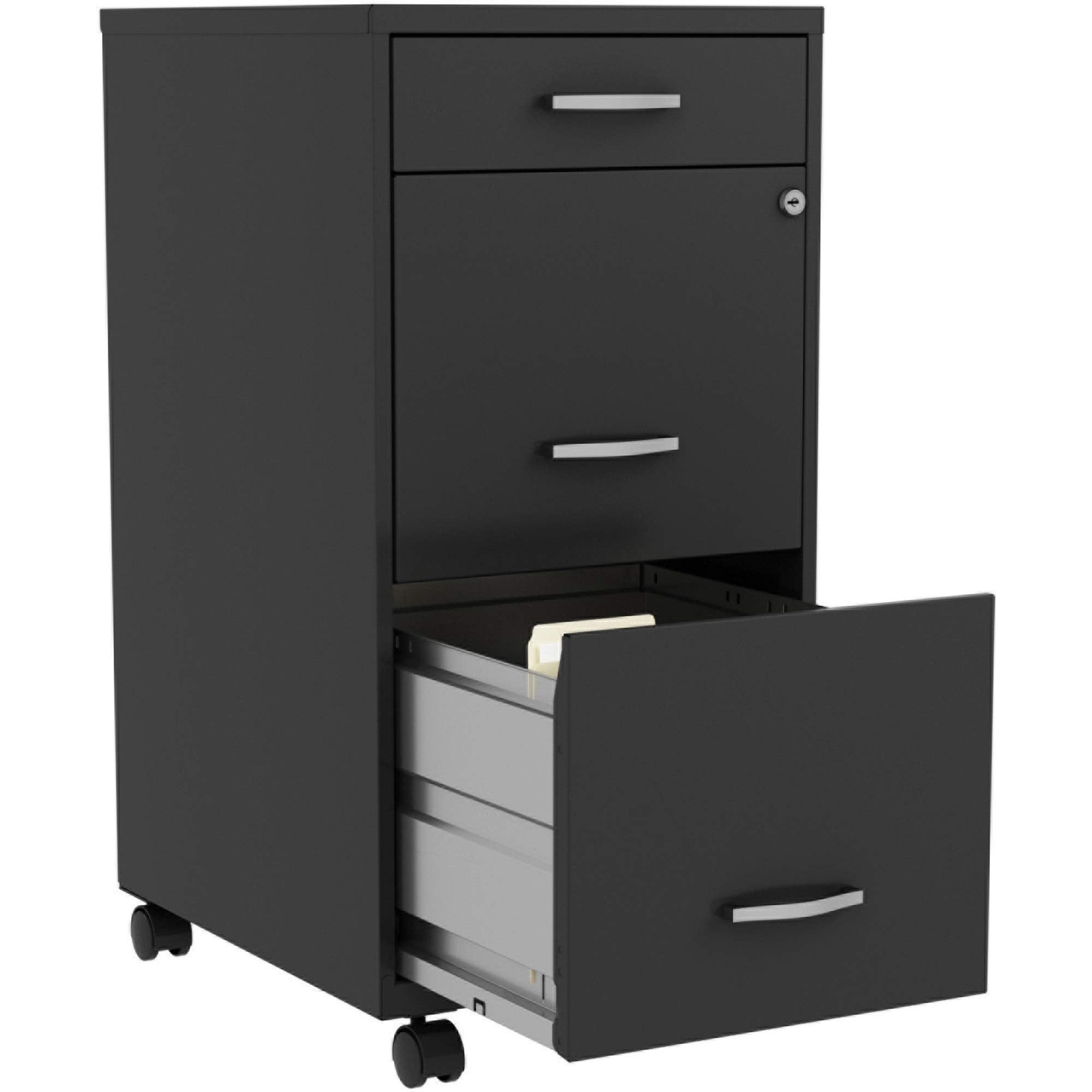 LYS SOHO Box/File/File 3-Drawer Mobile File Cabinet, Black, 14.3" x 18" x 29.5"