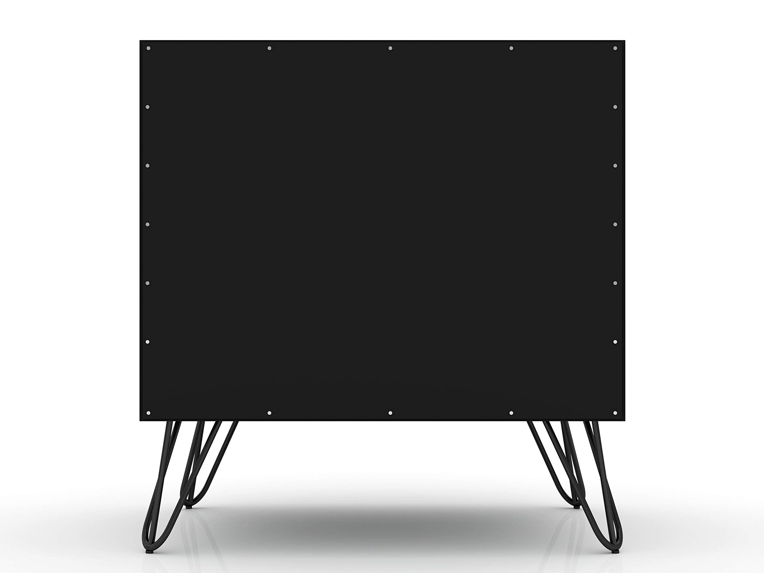 Manhattan Comfort Rockefeller Nightstand with Drawers, Mid Century Modern Bedside Table, Minimalist Display and Storage Organizer, Ideal for Bedroom and Living Room, Black