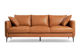 Jasper 85" Cognac Tan Brown 3 Seater Full Leather Couch | Mid Century Leather Sofa