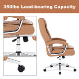 Leather Executive Office Chair with Arms and Wheels, High Back Ergonomic Computer