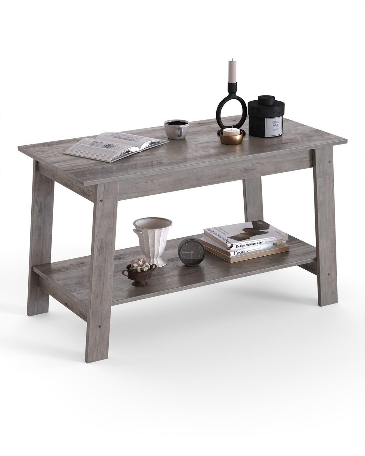 Coffee Table with Storage Shelf, 2-Tier Coffee Tables for Living Room