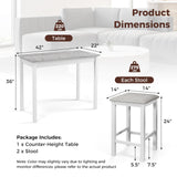 Dining Table Set for 2, Counter Height Dining Table Set with 2 Bar Stools, Wood Legs