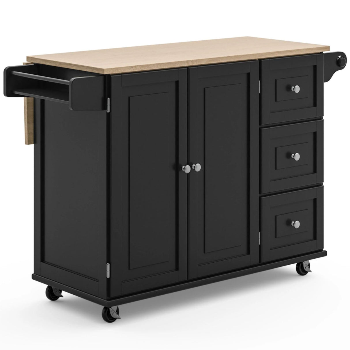 Dolly Madison Kitchen Cart with Wood Top and Drop Leaf Breakfast Bar