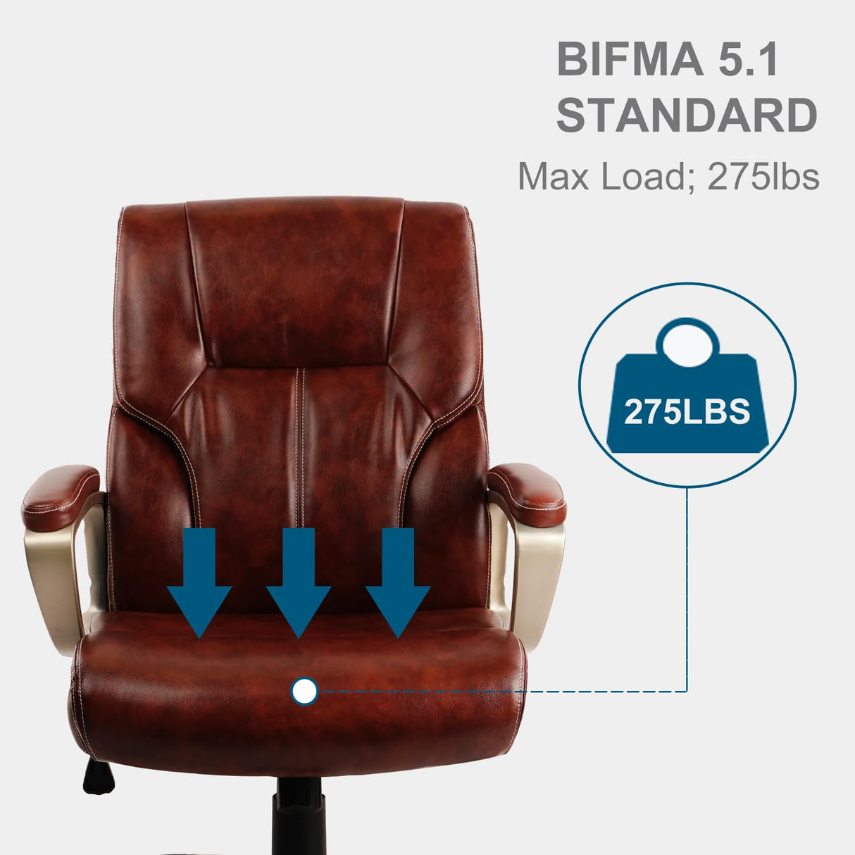 Executive Office Chair Managerial Chair with Soft Padded Armrest, Ergonomic PU Leather