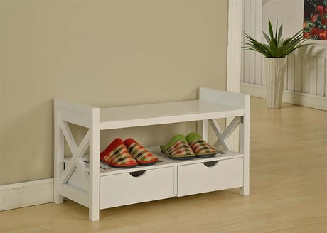 Wood Shoe Storage Bench with Drawers