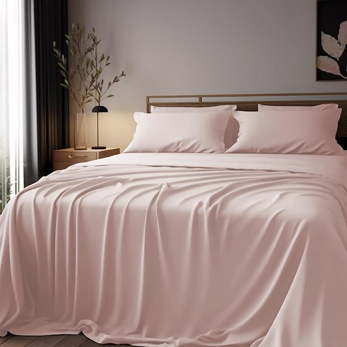 Bamboo Sheets Queen Size Bed Sheets 4-Pcs Set - 100% Organic Bamboo Viscose 400