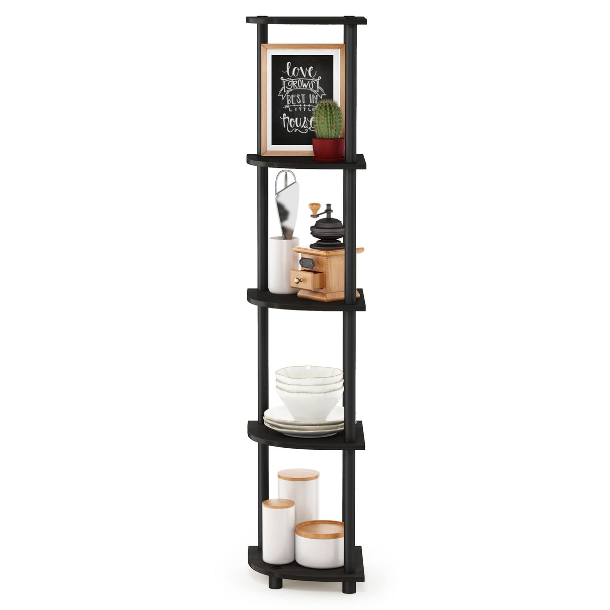 Turn-N-Tube 5 Tier Corner Display Rack Multipurpose Shelving Unit, 1-Pack