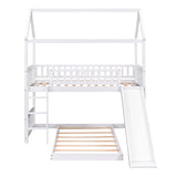 Loft Bed with Slide for Kids Bedroom,House Shaped Bunkbeds w/Safety Guardrails & Roof Design,Easy Assemble & No Box Spring Need & Space Saving Design, White