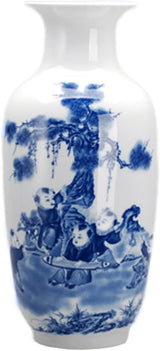 Blue and White Vase, Handmade Chinese Porcelain Flower Vase, Dragon Motif