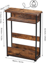 Side Table with Storage Shelf, 3 Tier Long End Table Slim Sofa Table for Narrow