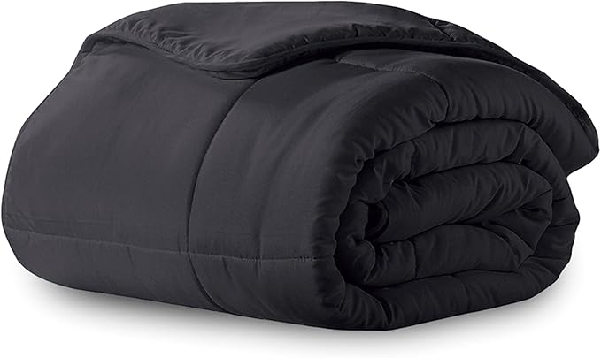 Microfiber Down-Alternative Solid Color Comforter - White - Full/Queen (90"x90")