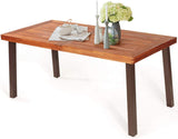Patio Dining Table with Umbrella Hole, Outdoor Picnic Table for Backyard, Garden
