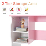 Kids Desk and Chair Set, Children Study Desk with Storage Shelf