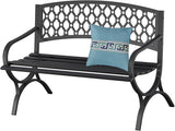 On Shine 50'' Outdoor Bench Weatherproof, Cast Iron All Metal Frame Garden Bench