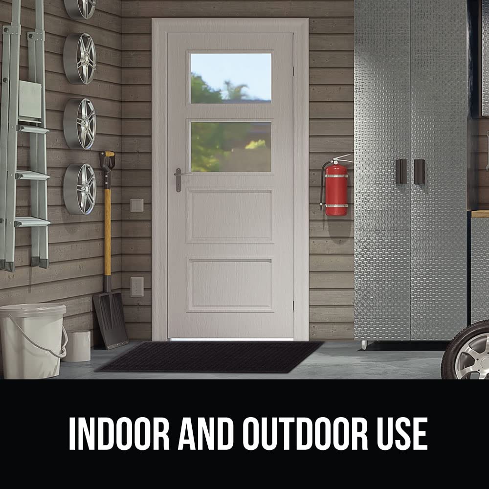 Gorilla Grip Ultra Absorbent Moisture Guard Doormat, Absorbs Up to 1.7 Cups of Water, Stain and Fade Resistant, Spiked Rubber Backing, All Weather Mats Capture Dirt, Indoor Outdoor, 29x17, Black