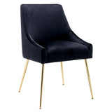 Carlo Upholstered Velvet Accent Chair with Gold Metal Legs, Black