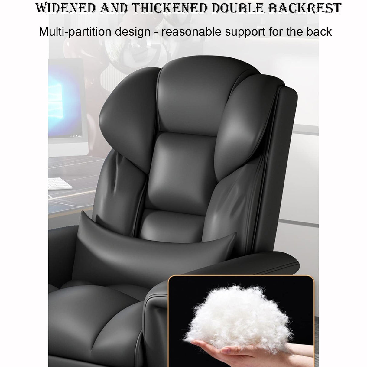 Office Chair, sedentary Comfortable Latex Cushion + 360 ° Rotation + footrest, liftable