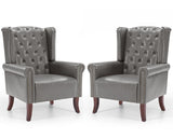 Modern PU Leather Accent Chairs Set of 2, Mid-Century Living Room Chairs Upholstered