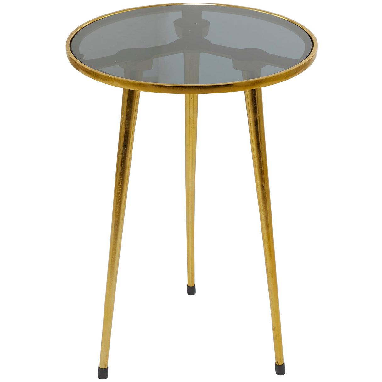 Aluminum Accent Table with Shaded Glass Top, 15" x 15" x 22", Gold