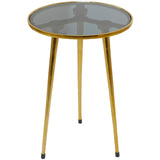 Aluminum Accent Table with Shaded Glass Top, 15" x 15" x 22", Gold