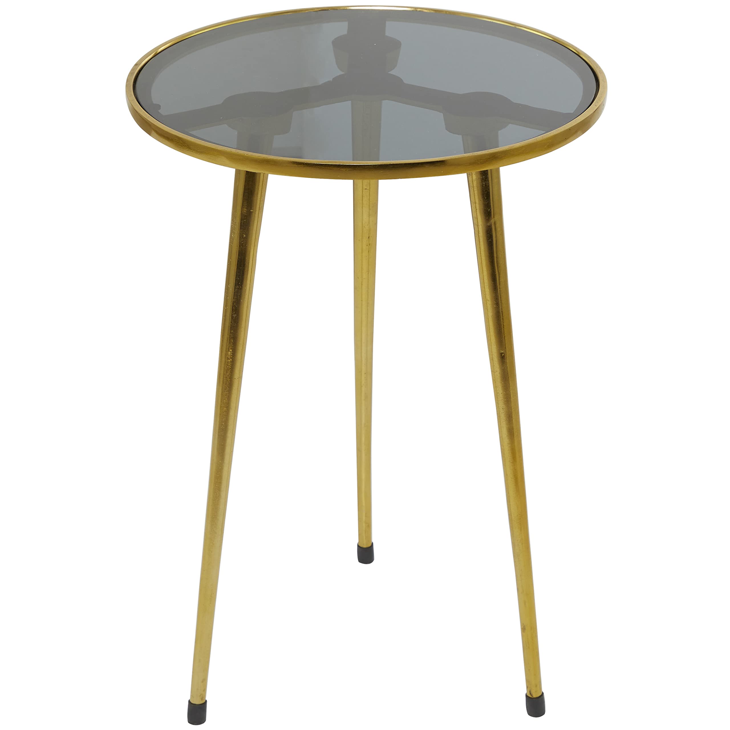 Aluminum Accent Table with Shaded Glass Top, 15" x 15" x 22", Gold
