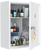 Wall Mount Medicine Cabinet with Key Lock Locking First Aid Cabinet