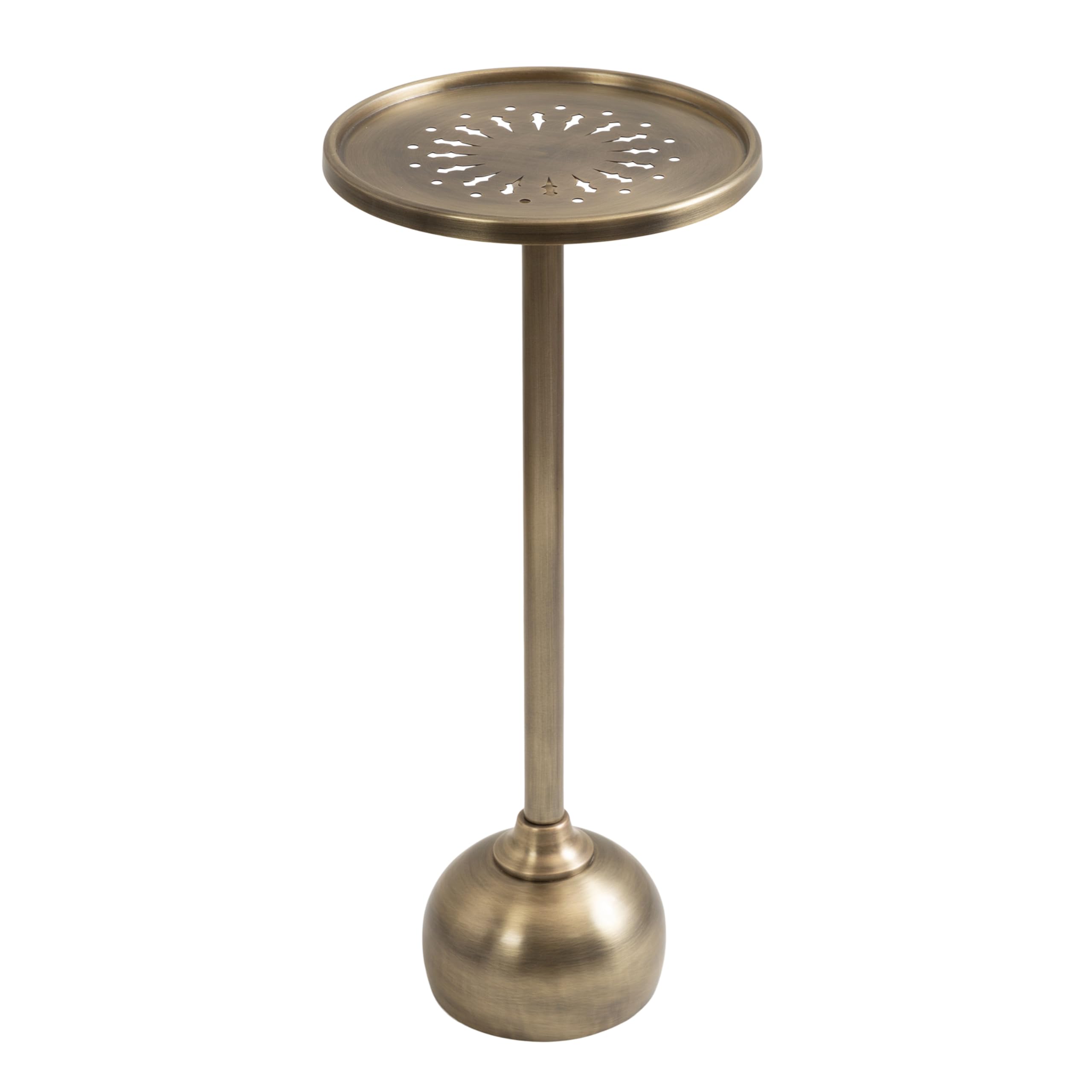 Miki Modern Pedestal Drink Table, 10 x 10 x 23, Antique Brass