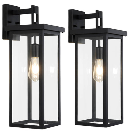 2 Pack Large Size Outdoor Wall Lantern Exterior Wall Light Fixture, 20 in Matte Black