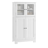 Bathroom Cabinet, Storage Cabinet with Adjustable Shelves & Glass Doors, Freestanding