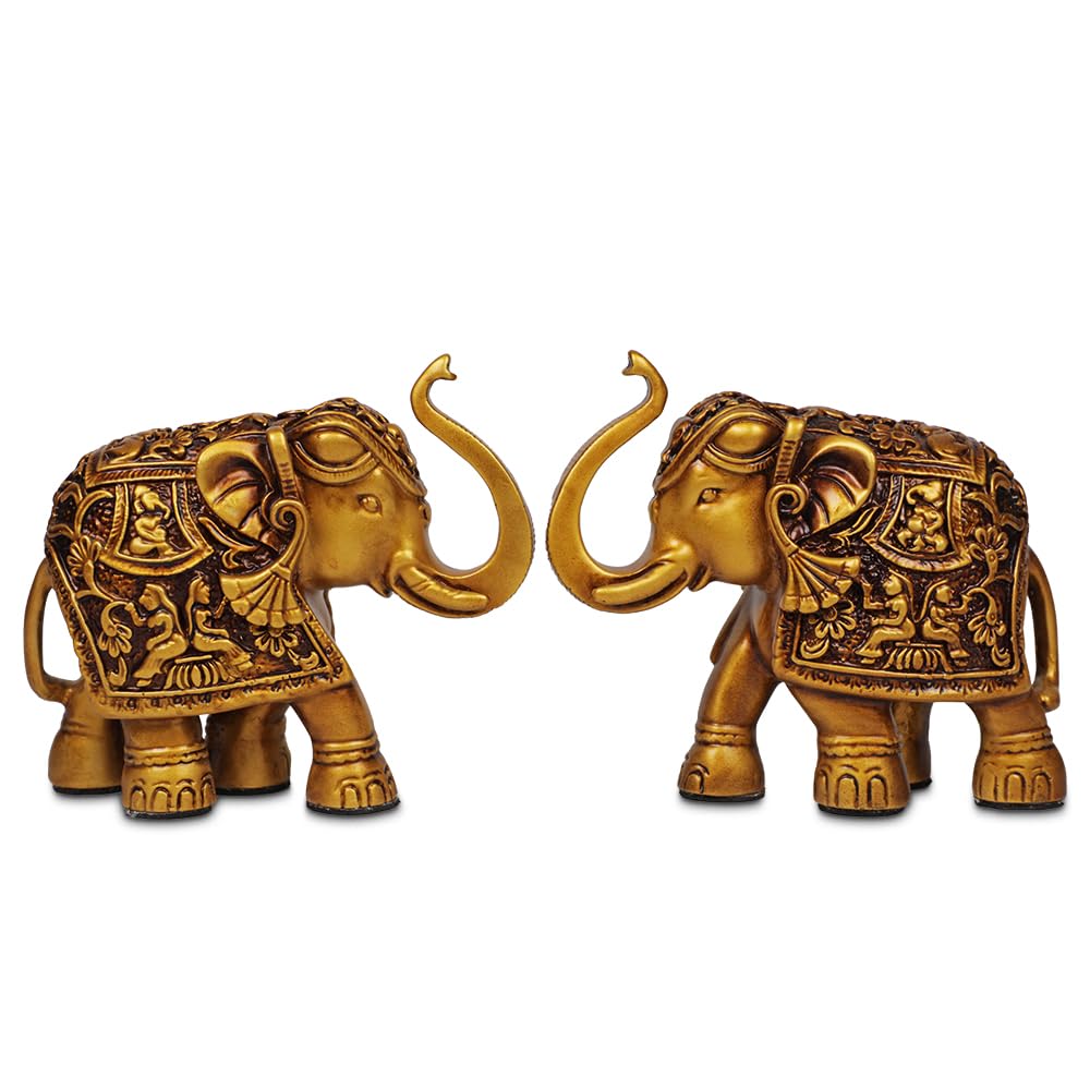 Elephant Statue | Set of 2 Elephant Figurine | Elephant Family Statue Showpiece Figurines