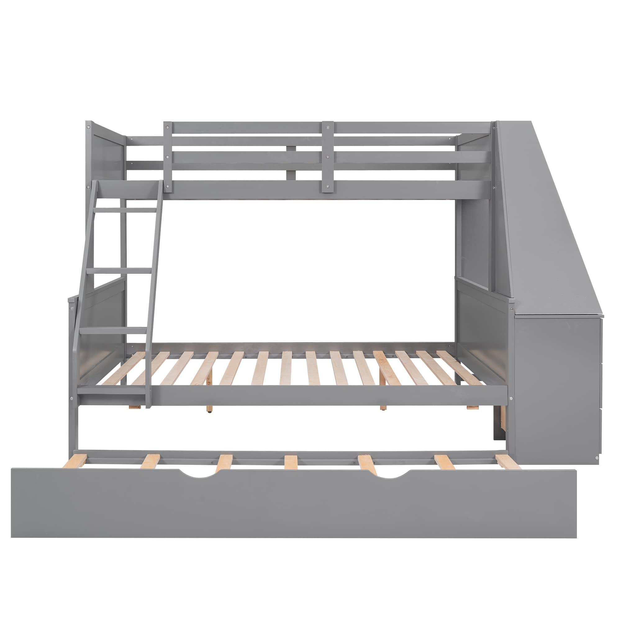 Twin Over Full Bunk Bed with Desk and Trundle