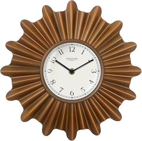 12" Starburst Wall Clock, Silent no Ticking, Metal Clock, Vintage/Modern Style