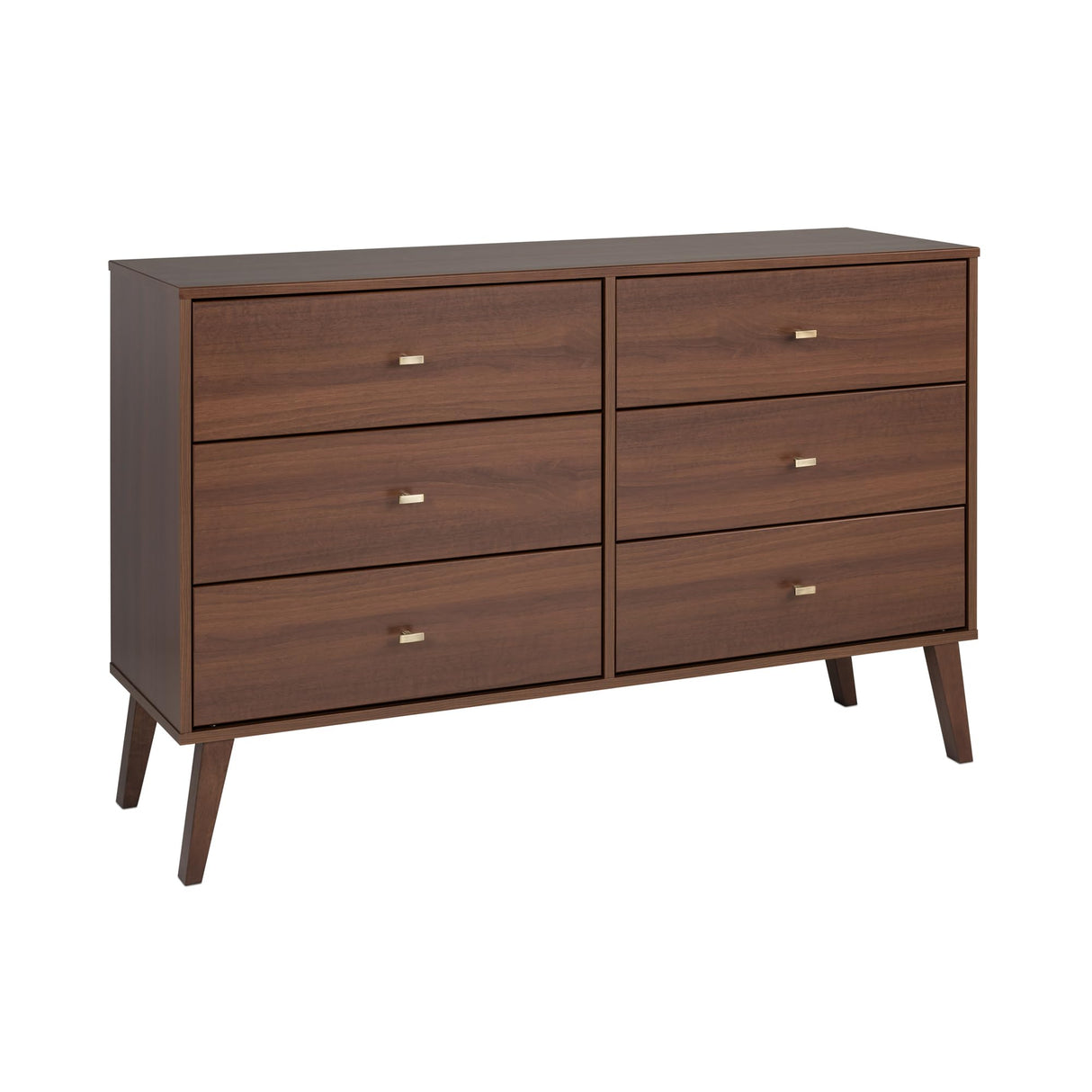 Milo Mid-Century 6 Drawer Dresser For Bedroom, 16" D x 52.50" W x 33" H, Cherry