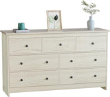 Black Dresser for Bedroom, 7 Drawer Dresser with Wide Drawer and Metal Handles