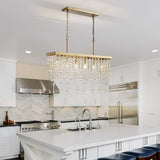 6-Lights Gold Chandeliers for Dining Room, Modern Crystal Pendant Light Fixture,