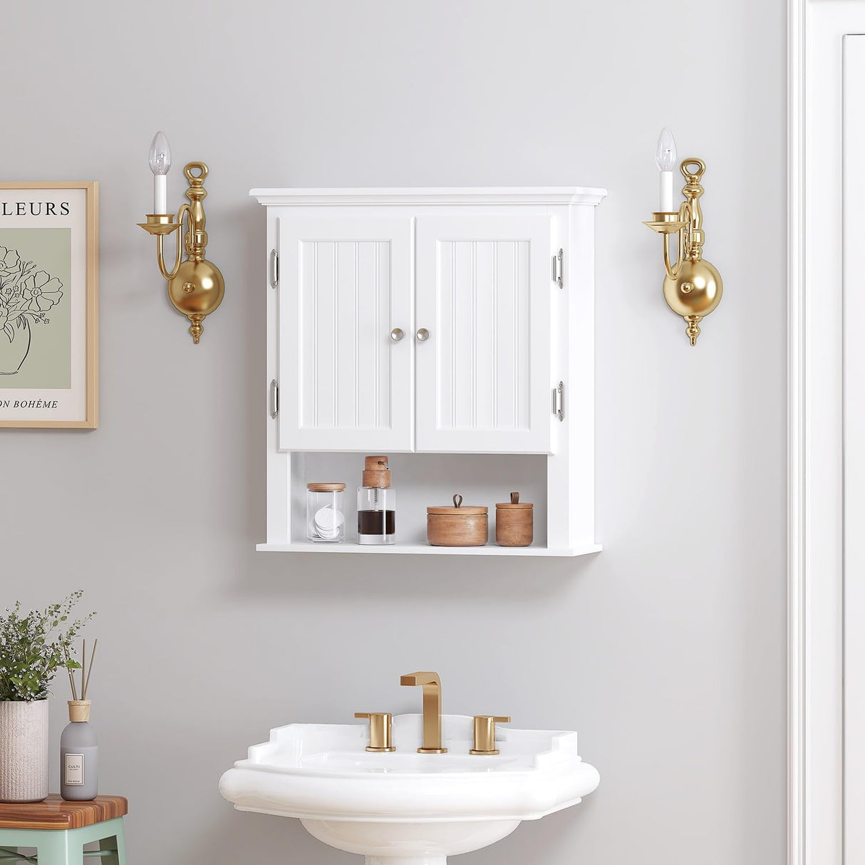 Bathroom Cabinet Wall Mounted, Wood Hanging Cabinet, Wall Cabinets