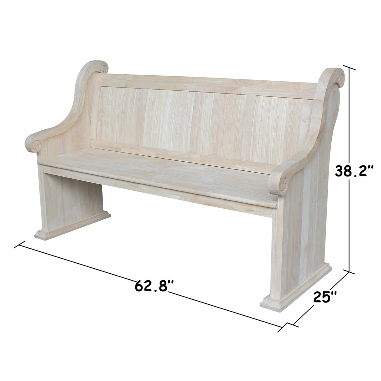 Sanctuary, Unfinished Bench, 62.8 in W x 25 in D x 38.2 in H