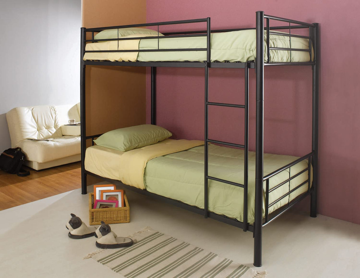 Metal Bunk Bed, Twin Over Twin, Black