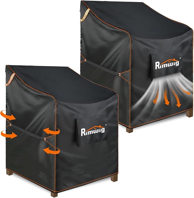 Patio Chair Covers 2 Pack Waterproof, Black Outdoor Furniture Covers