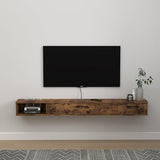 Farmhouse Floating TV Stand with 2 Doors,47'' Under TV Shelf Floating