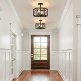 4-Light Farmhouse Wood Semi Flush Mount Ceiling Light